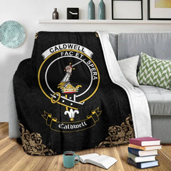 Clan Caldwell Crest Tartan Premium Blanket Black PL16 Clan Black Watch Tartan Today   