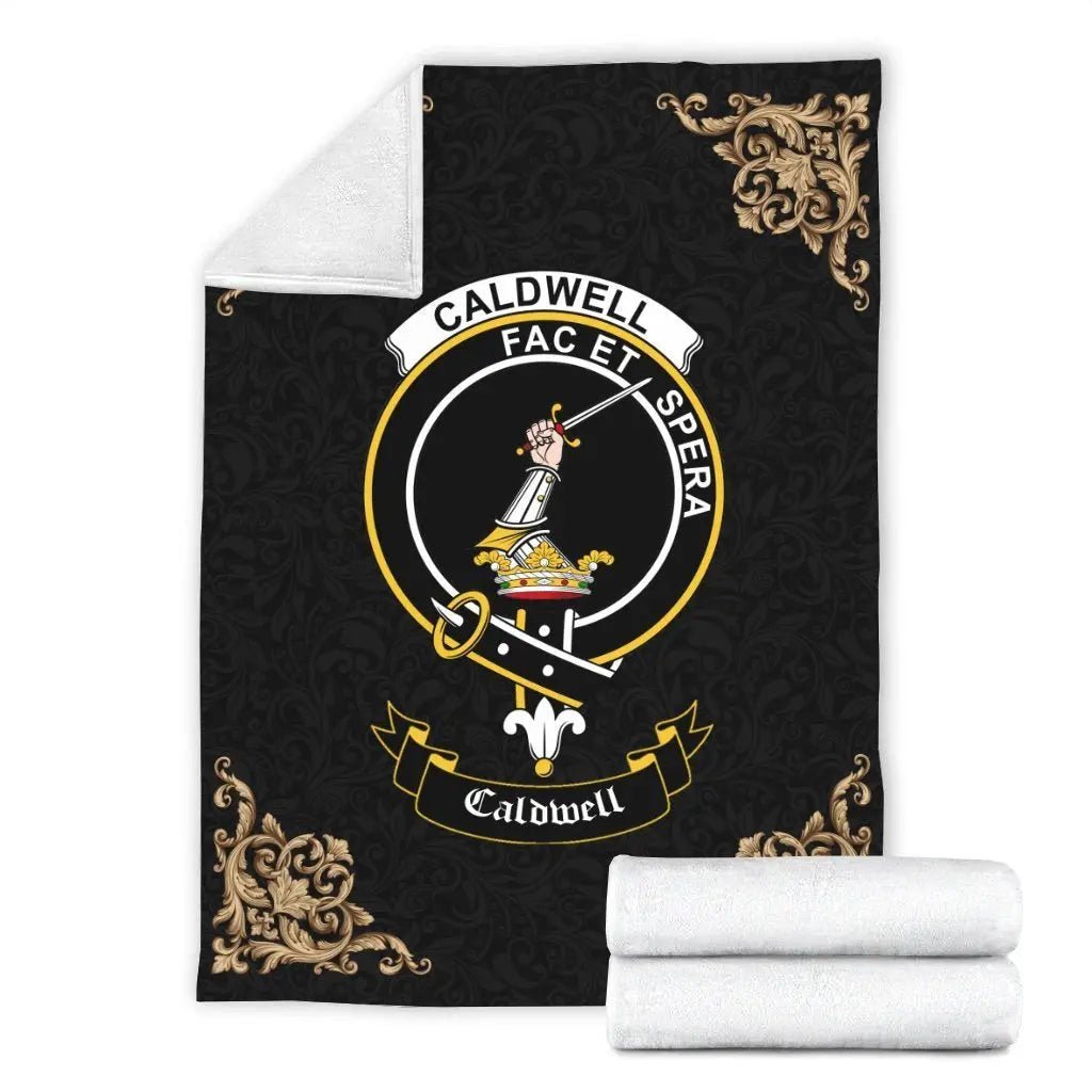 Clan Caldwell Crest Tartan Premium Blanket Black PL16 Clan Black Watch Tartan Today   