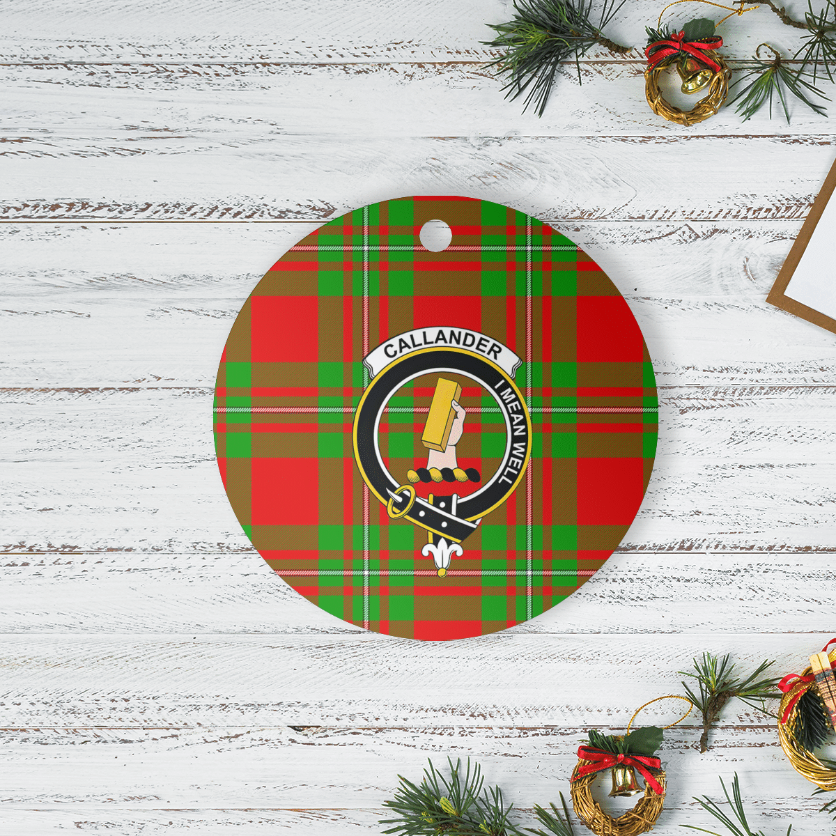 Clan Callander Modern Tartan Crest Round Ceramic Ornament UC16 Callander Modern Tartan Tartan Christmas   