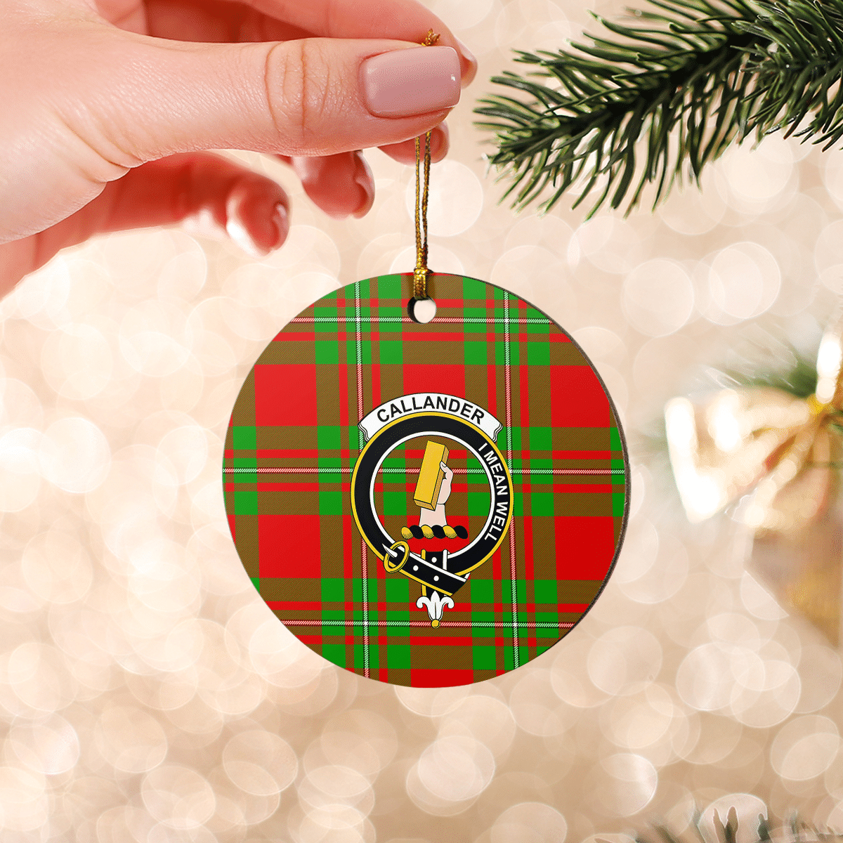 Clan Callander Modern Tartan Crest Round Ceramic Ornament UC16 Callander Modern Tartan Tartan Christmas   