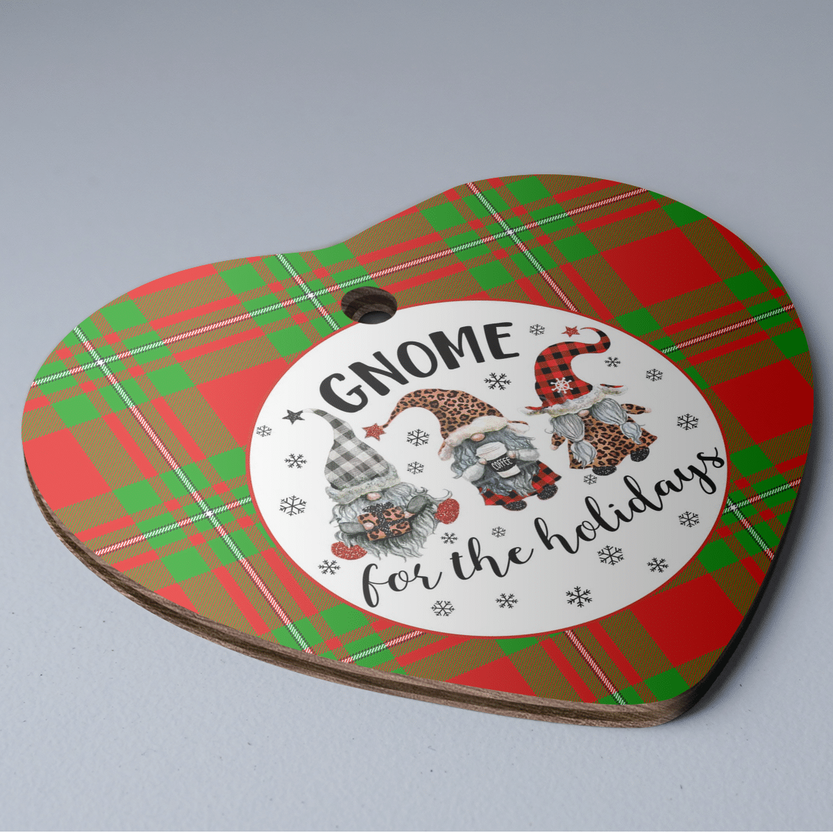 Clan Callander Modern Tartan Gnome Heart Ceramic Ornament MY89 Callander Modern Tartan Gnome Tartan Christmas   