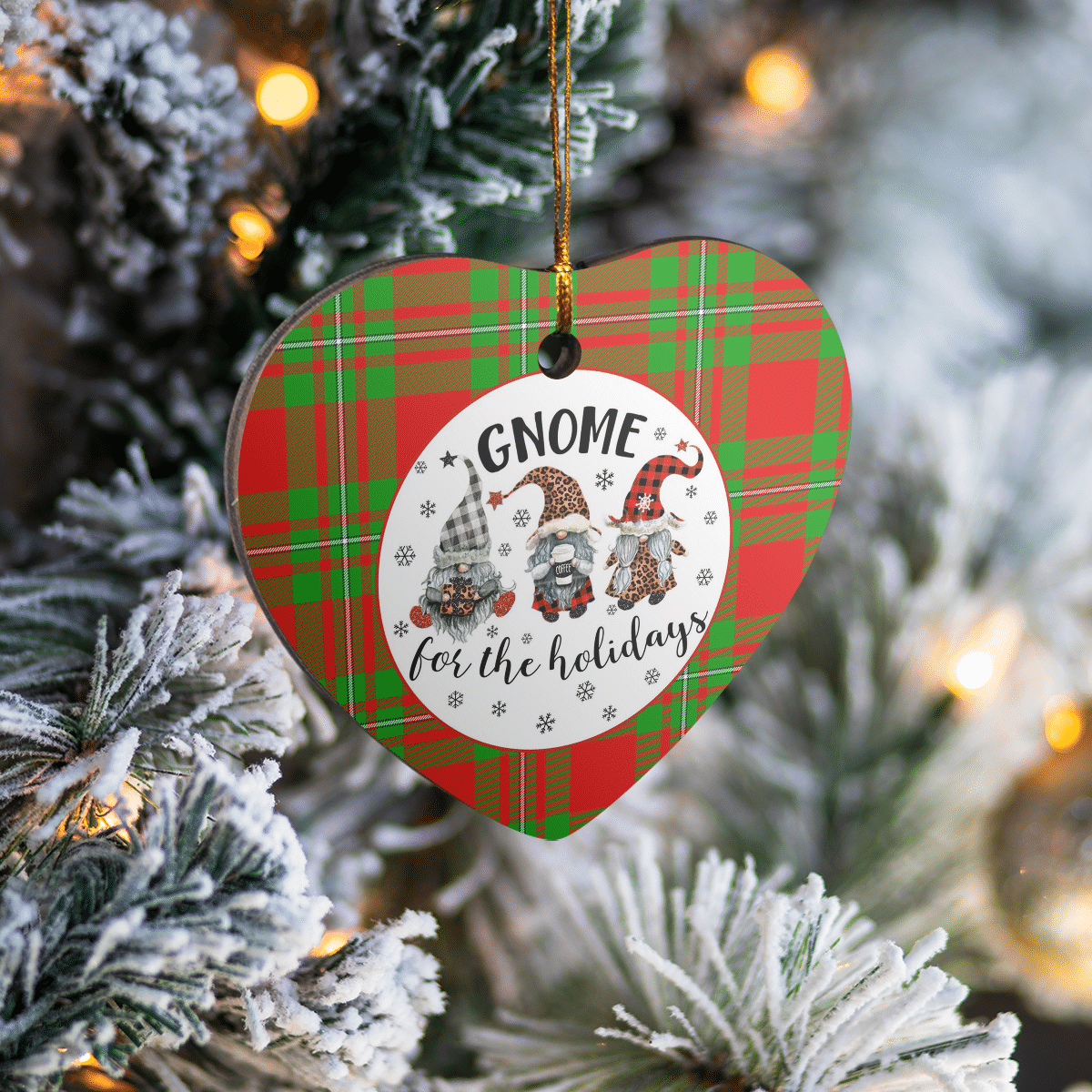 Clan Callander Modern Tartan Gnome Heart Ceramic Ornament MY89 Callander Modern Tartan Gnome Tartan Christmas   