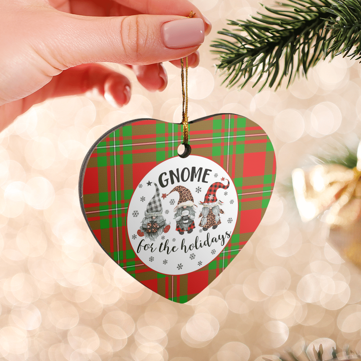 Clan Callander Modern Tartan Gnome Heart Ceramic Ornament MY89 Callander Modern Tartan Gnome Tartan Christmas   