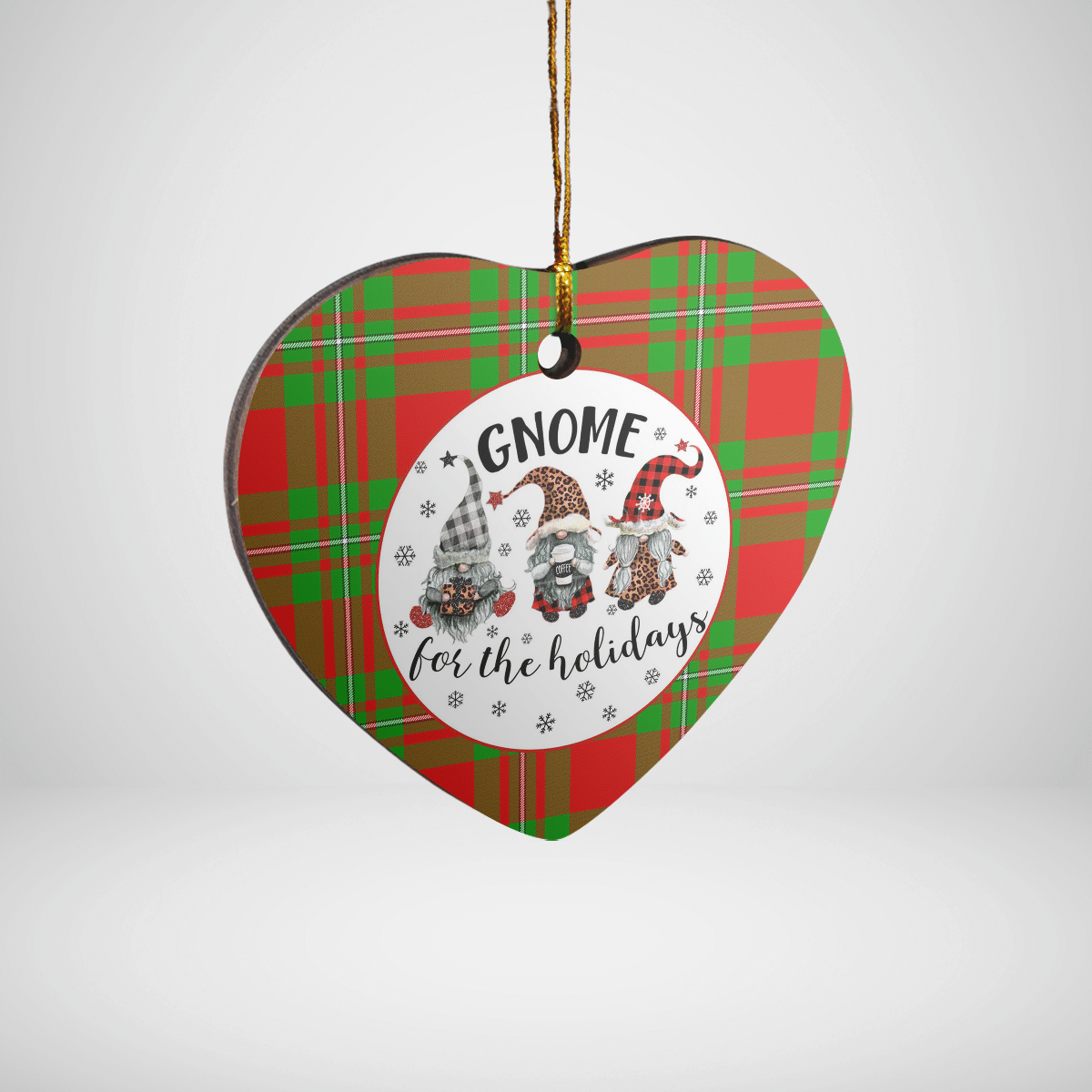 Clan Callander Modern Tartan Gnome Heart Ceramic Ornament MY89 Callander Modern Tartan Gnome Tartan Christmas   