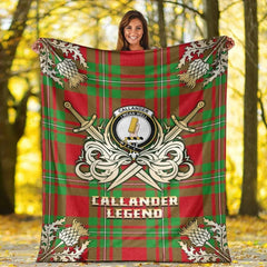 Clan Callander Modern Tartan Gold Courage Symbol Blanket ZP40 Clan Callander Tartan Today   