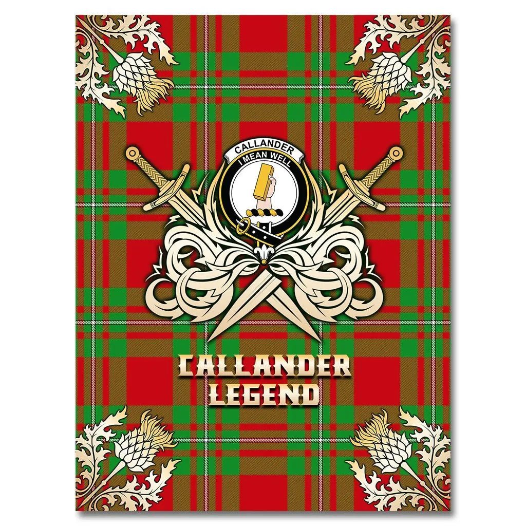 Clan Callander Modern Tartan Gold Courage Symbol Blanket ZP40 Clan Callander Tartan Today   