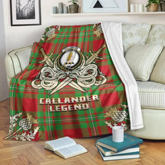 Clan Callander Modern Tartan Gold Courage Symbol Blanket ZP40 Clan Callander Tartan Today   