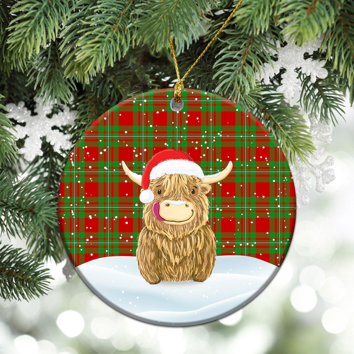 Clan Callander Tartan Christmas Ceramic Ornament Highland Cows Style DW74 Callander Tartan Tartan Ornament   