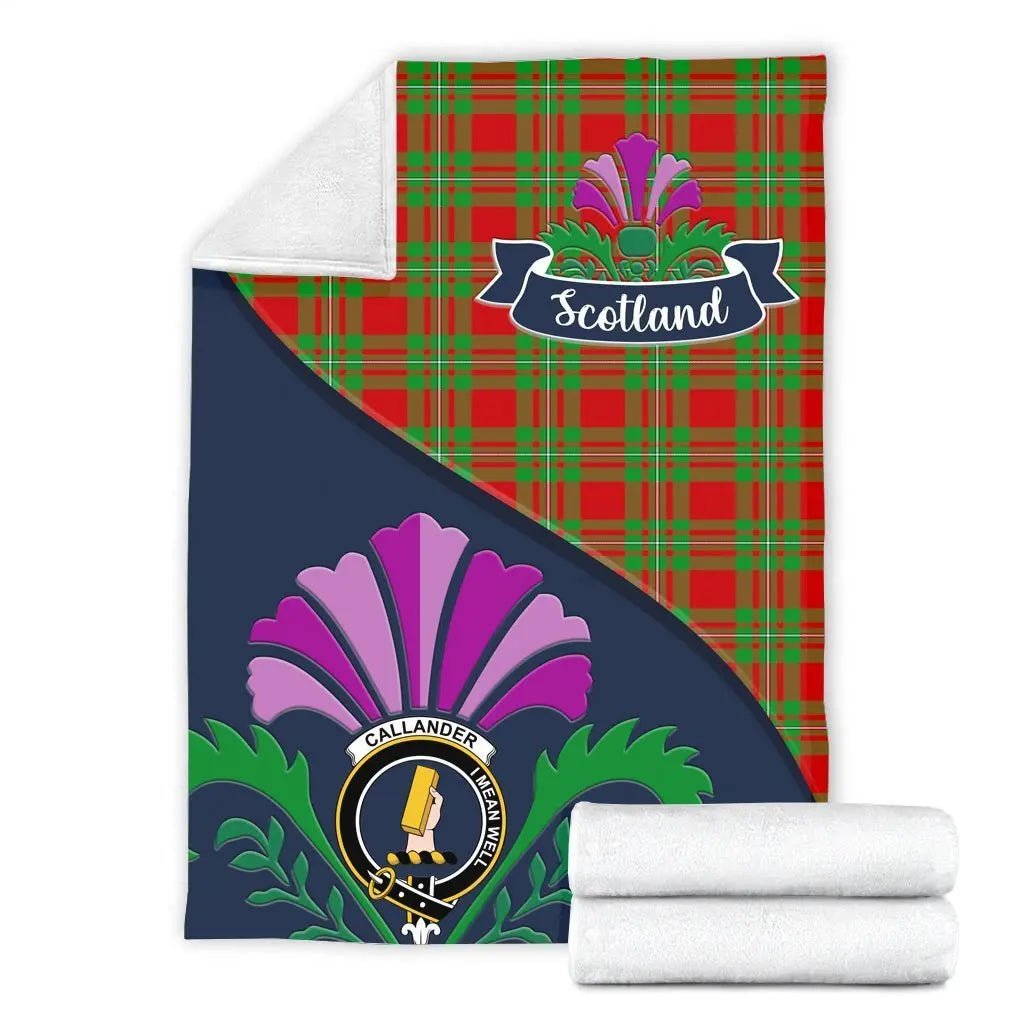 Clan Callander Tartan Crest Premium Blanket Thistle Style XQ34 Clan Callander Tartan Today   