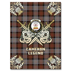 Clan Cameron of Erracht Weathered Tartan Gold Courage Symbol Blanket LE57 Clan Cameron Tartan Today   
