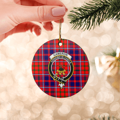 Clan Cameron of Lochiel Modern Tartan Crest Round Ceramic Ornament LG53 Cameron of Lochiel Modern Tartan Tartan Christmas   