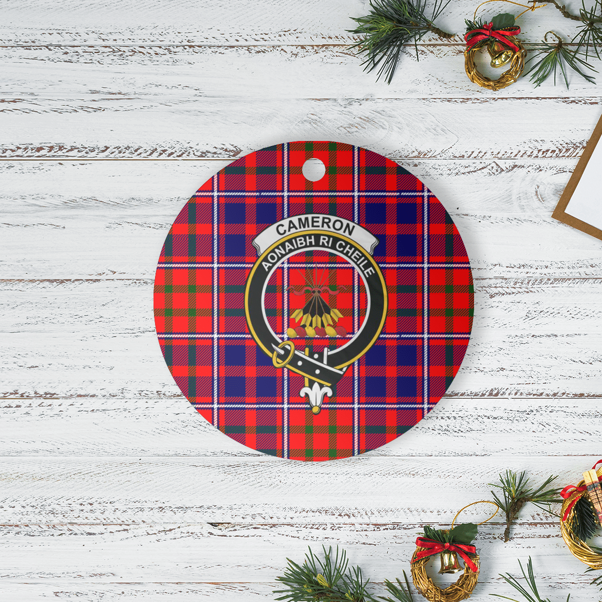 Clan Cameron of Lochiel Modern Tartan Crest Round Ceramic Ornament LG53 Cameron of Lochiel Modern Tartan Tartan Christmas   