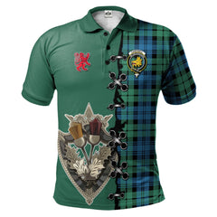 Clan Campbell Ancient 01 Tartan Polo Shirt - Lion Rampant And Celtic Thistle Style ZA84 Campbell Ancient 01 Tartan Tartan Polo   