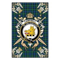 Clan Campbell Ancient 02 Tartan Crest Black Garden Flag  - Gold Thistle  AI44 Clan Campbell Tartan Today   