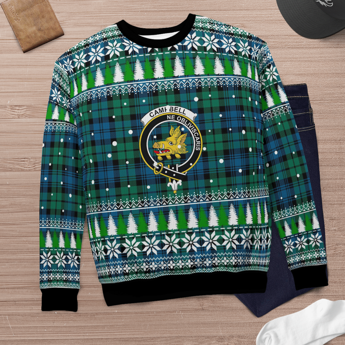 Clan Campbell Ancient Crest Tartan Christmas Ugly Sweater VI59 Campbell Ancient Crest Tartan Tartan Ugly Sweater   