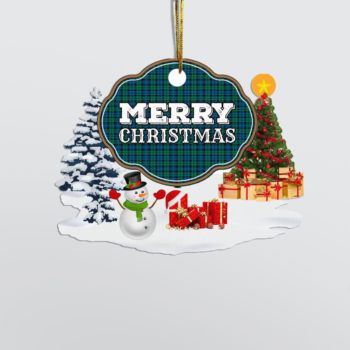 Clan Campbell Ancient "Merry Christmas" Tartan Acrylic Ornament GV61 Campbell Ancient Tartan Tartan Christmas   