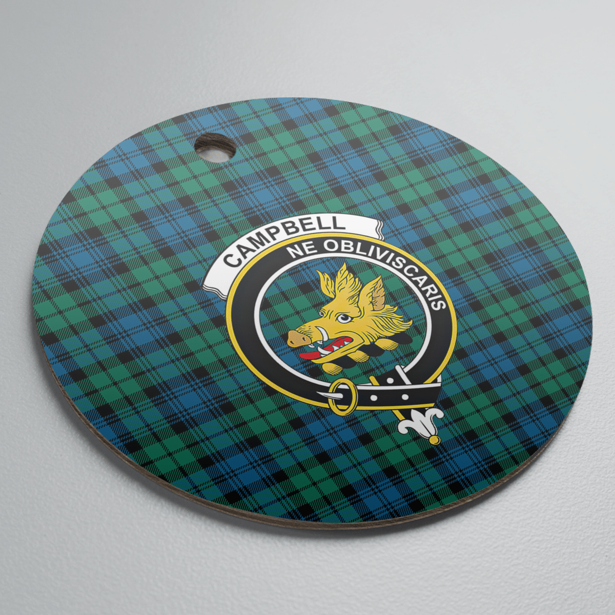 Clan Campbell Ancient Tartan Crest Round Ceramic Ornament YG90 Campbell Ancient Tartan Tartan Christmas   