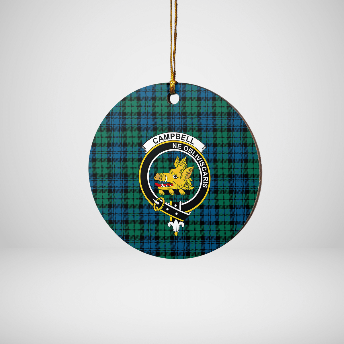 Clan Campbell Ancient Tartan Crest Round Ceramic Ornament YG90 Campbell Ancient Tartan Tartan Christmas   