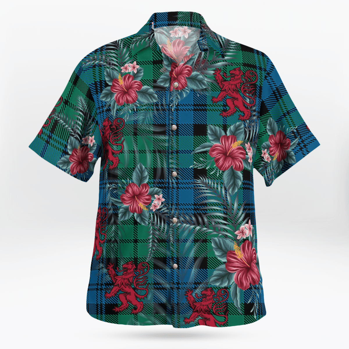 Clan Campbell Ancient Tartan Scottish Lion Hawaiian Shirt SD66 Campbell Ancient Tartan Tartan Hawaii Shirt   