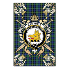 Clan Campbell Argyll Ancient Tartan Crest Black Garden Flag  - Gold Thistle  FE77 Clan Campbell Tartan Today   