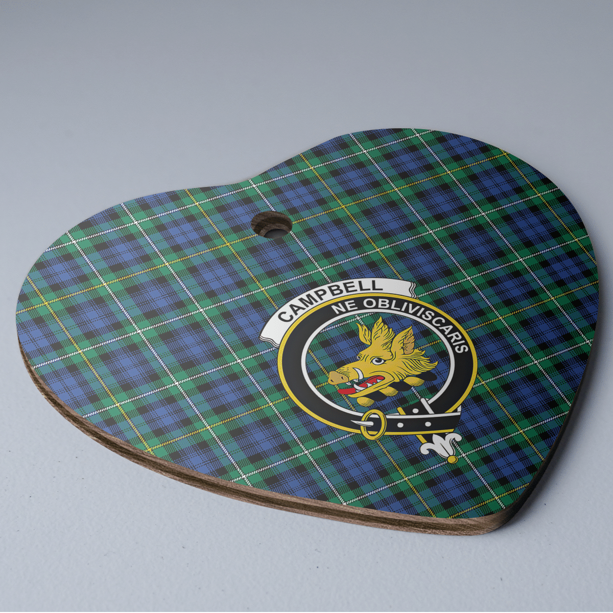 Clan Campbell Argyll Ancient Tartan Crest Heart Ceramic Ornament MC60 Campbell Argyll Ancient Tartan Tartan Christmas   