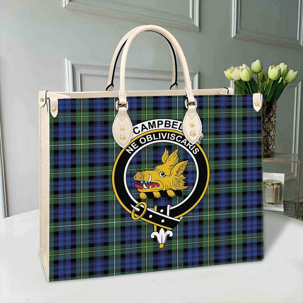 Clan Campbell Argyll Ancient Tartan Crest Leather Bag QO30 Clan Campbell Tartan Today   