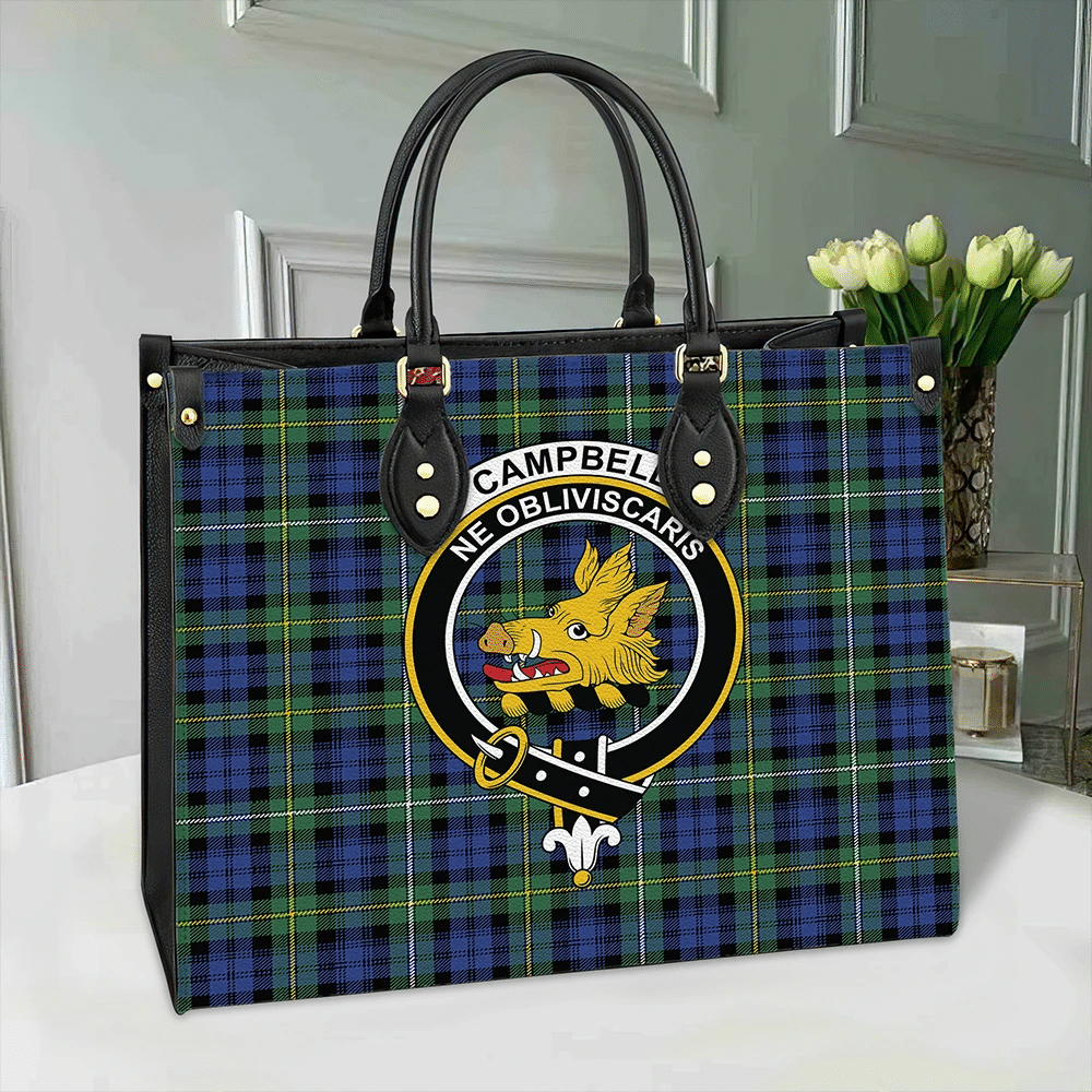 Clan Campbell Argyll Ancient Tartan Crest Leather Bag QO30 Clan Campbell Tartan Today   