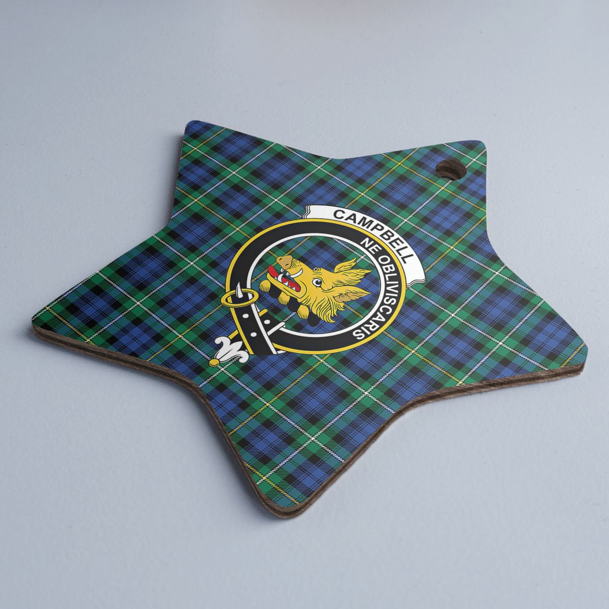 Clan Campbell Argyll Ancient Tartan Crest Star Ceramic Ornament YW68 Campbell Argyll Ancient Tartan Tartan Christmas   