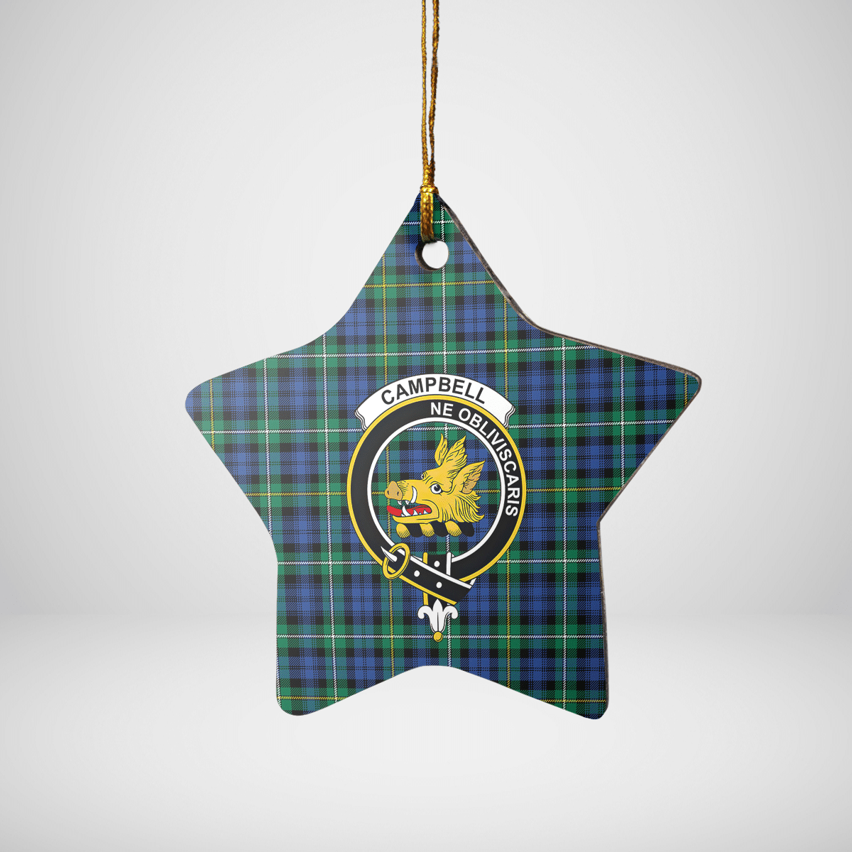 Clan Campbell Argyll Ancient Tartan Crest Star Ceramic Ornament YW68 Campbell Argyll Ancient Tartan Tartan Christmas   