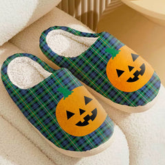 Clan Campbell Argyll Ancient Tartan Halloween Pumpkin Slippers, Fluffy Spooky Slippers ZR24 Campbell Argyll Ancient Tartan Tartan Halloween   