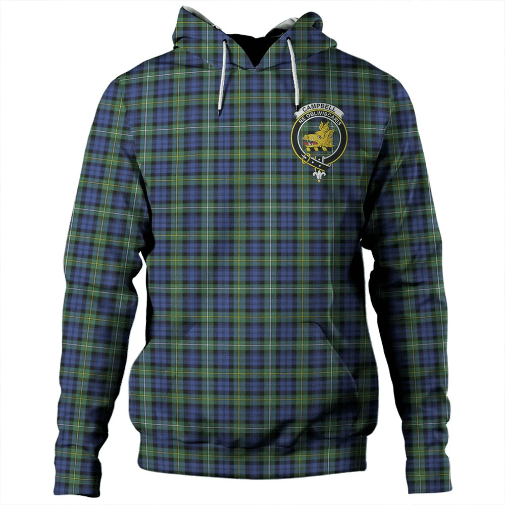 Clan Campbell Argyll Ancient Tartan Hoodie Crest EE3ATRW2-1 Campbell Argyll Ancient Tartan Hoodies   