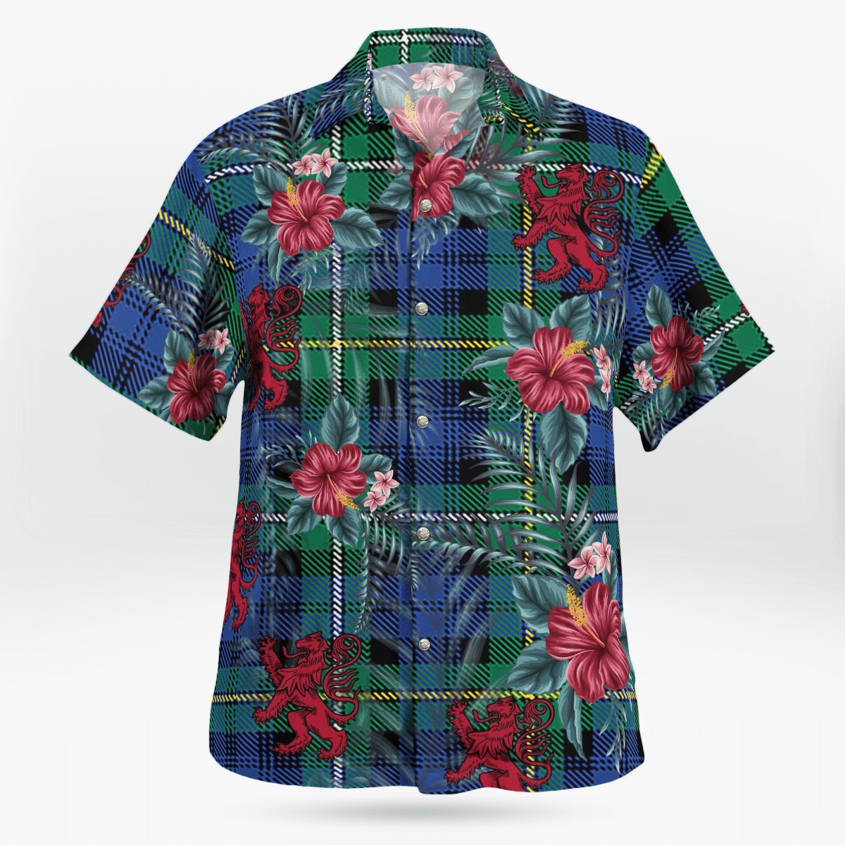 Clan Campbell Argyll Ancient Tartan Scottish Lion Hawaiian Shirt YP26 Campbell Argyll Ancient Tartan Tartan Hawaii Shirt   