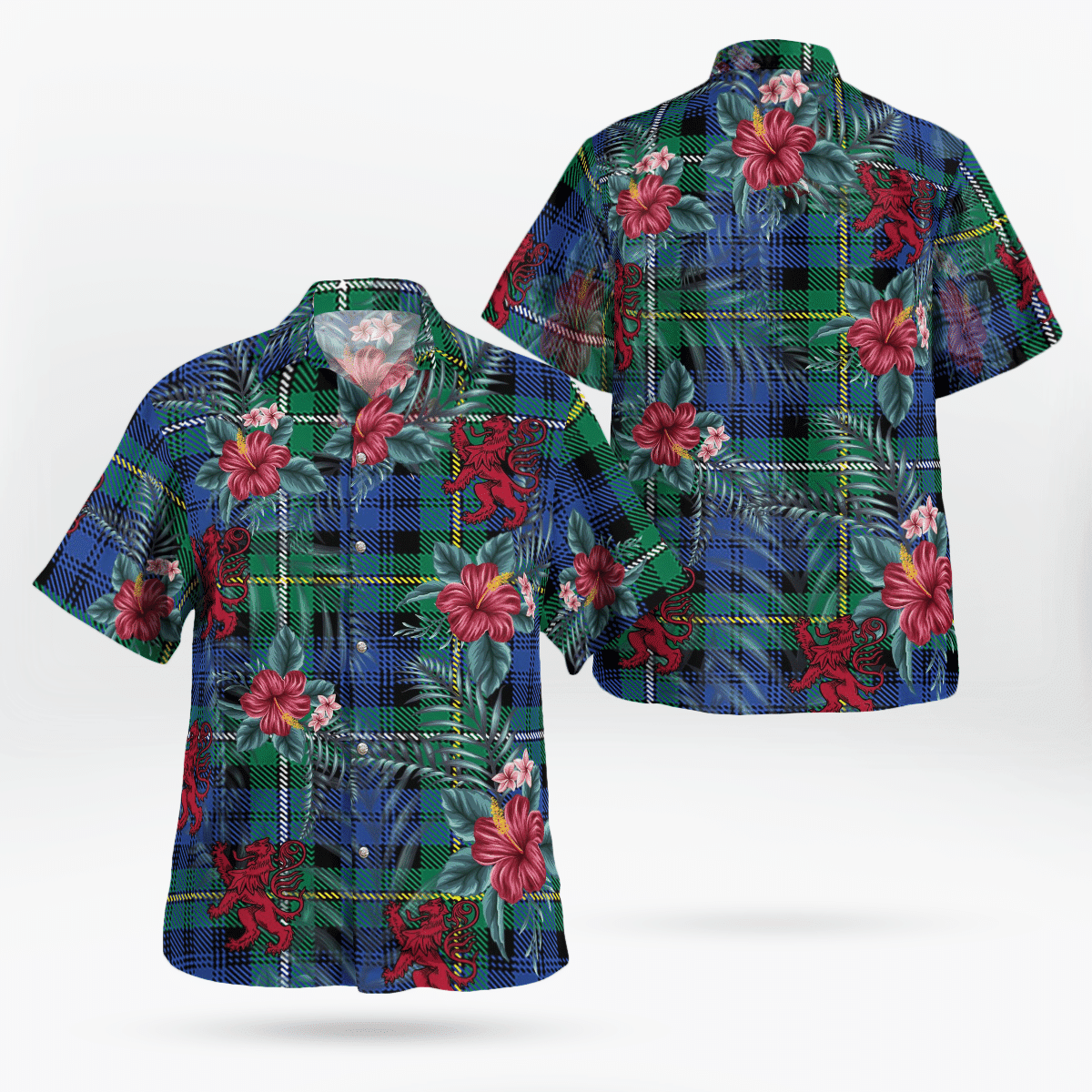 Clan Campbell Argyll Ancient Tartan Scottish Lion Hawaiian Shirt YP26 Campbell Argyll Ancient Tartan Tartan Hawaii Shirt   