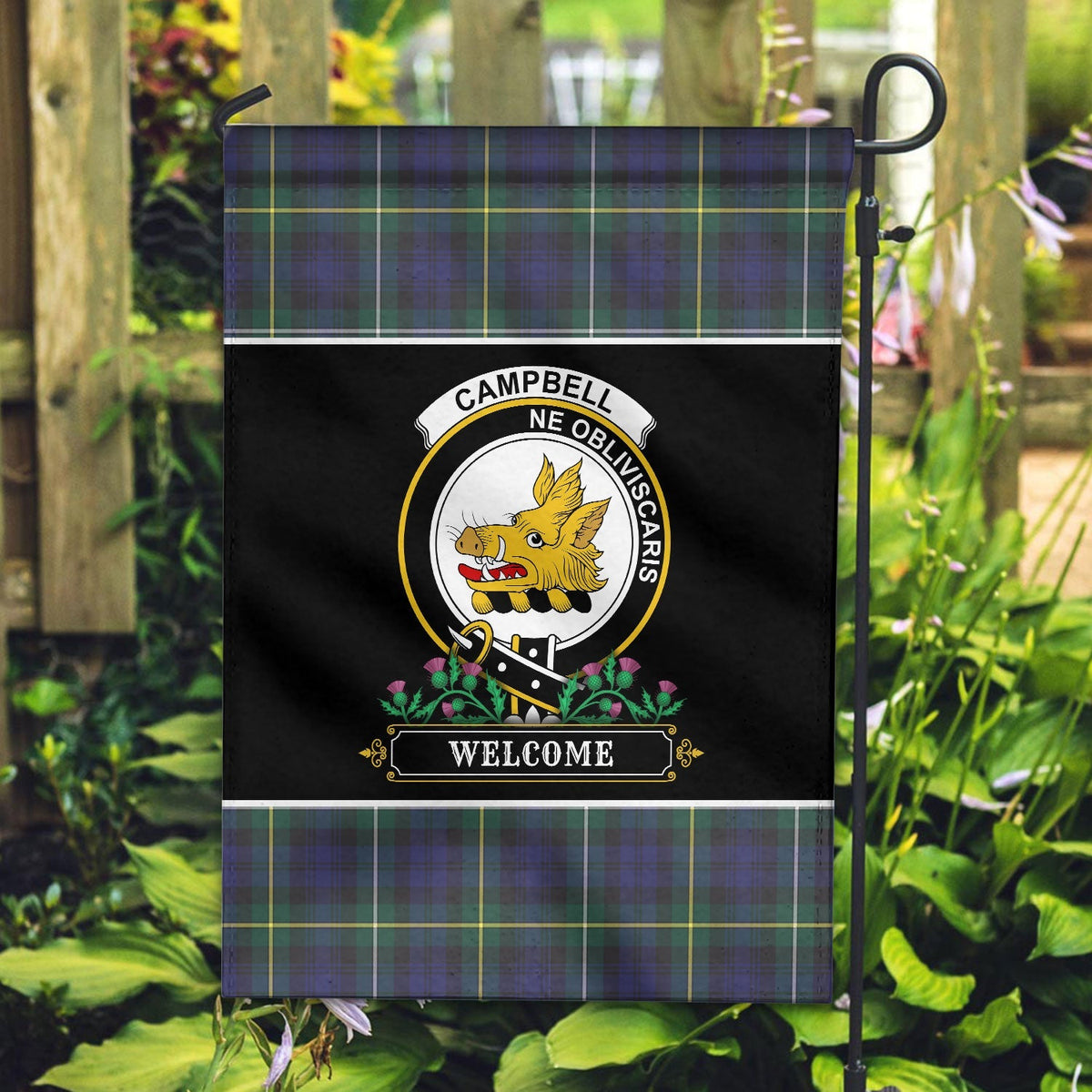 Clan Campbell Argyll Modern Tartan Crest Garden Flag  - Welcome  OC66 Clan Campbell Tartan Today   