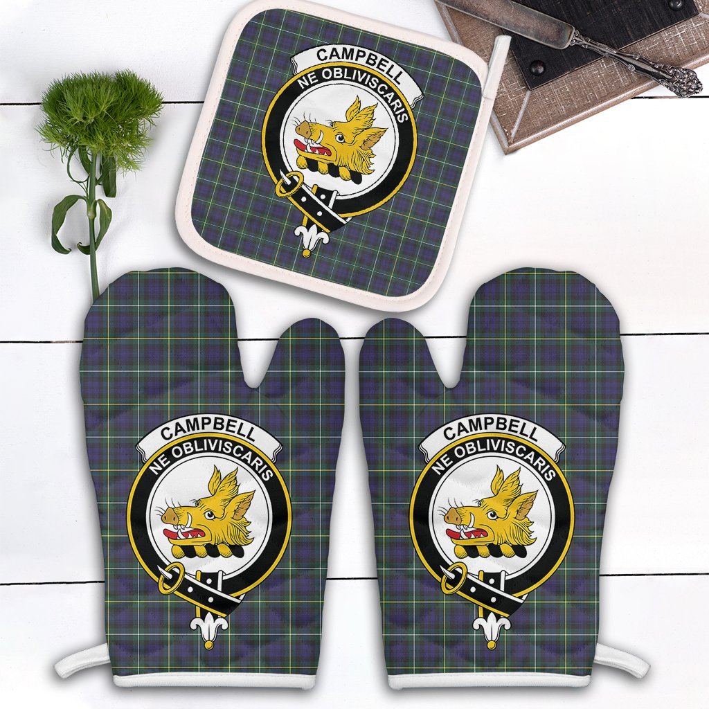 Clan Campbell Argyll Modern Tartan Crest Oven Mitt And Pot Holder (2 Oven Mitts + 1 Pot Holder) OP81 Clan Campbell Tartan Today   