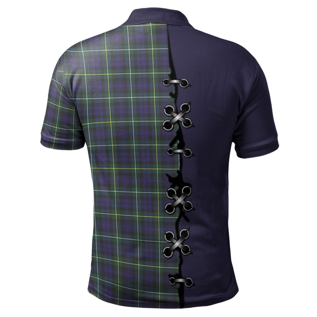 Clan Campbell Argyll Modern Tartan Polo Shirt - Lion Rampant And Celtic Thistle Style BQ52 Campbell Argyll Modern Tartan Tartan Polo   