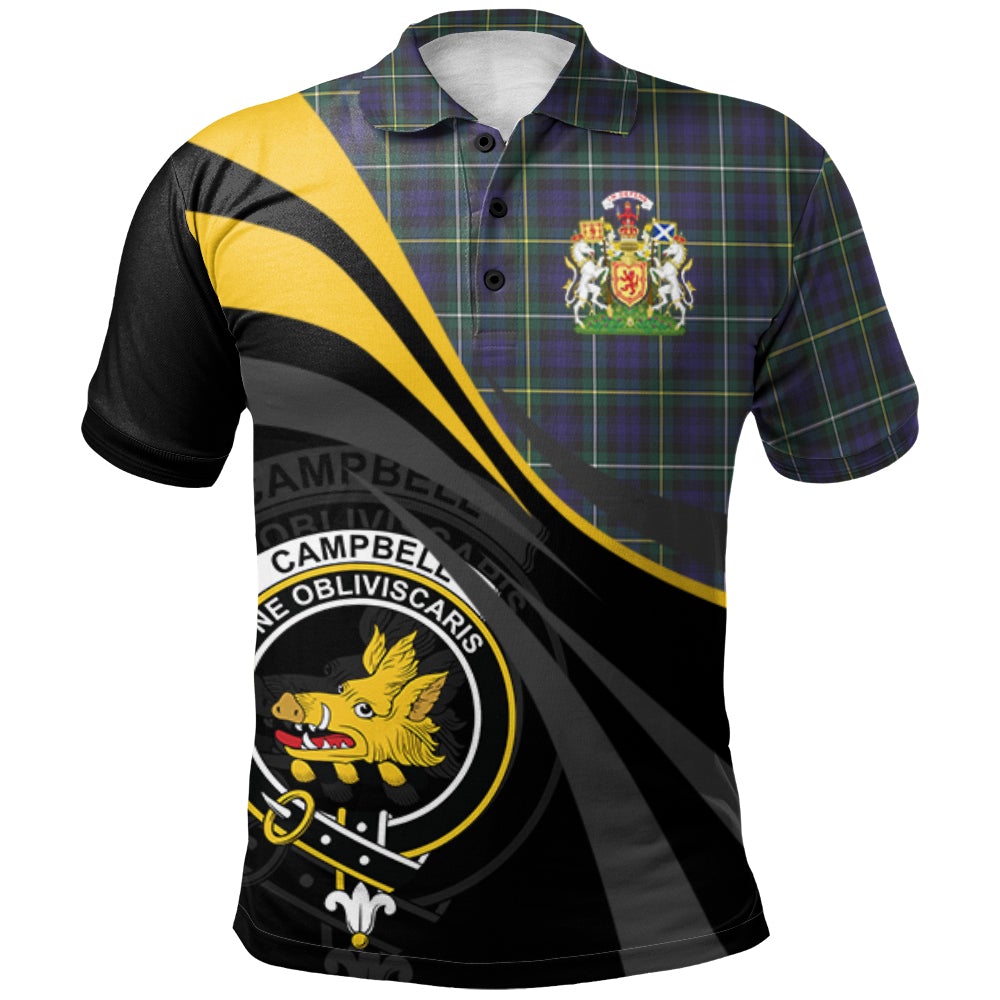 Clan Campbell Argyll Modern Tartan Polo Shirt - Royal Coat Of Arms Style NB92 Campbell Argyll Modern Tartan Tartan Polo   