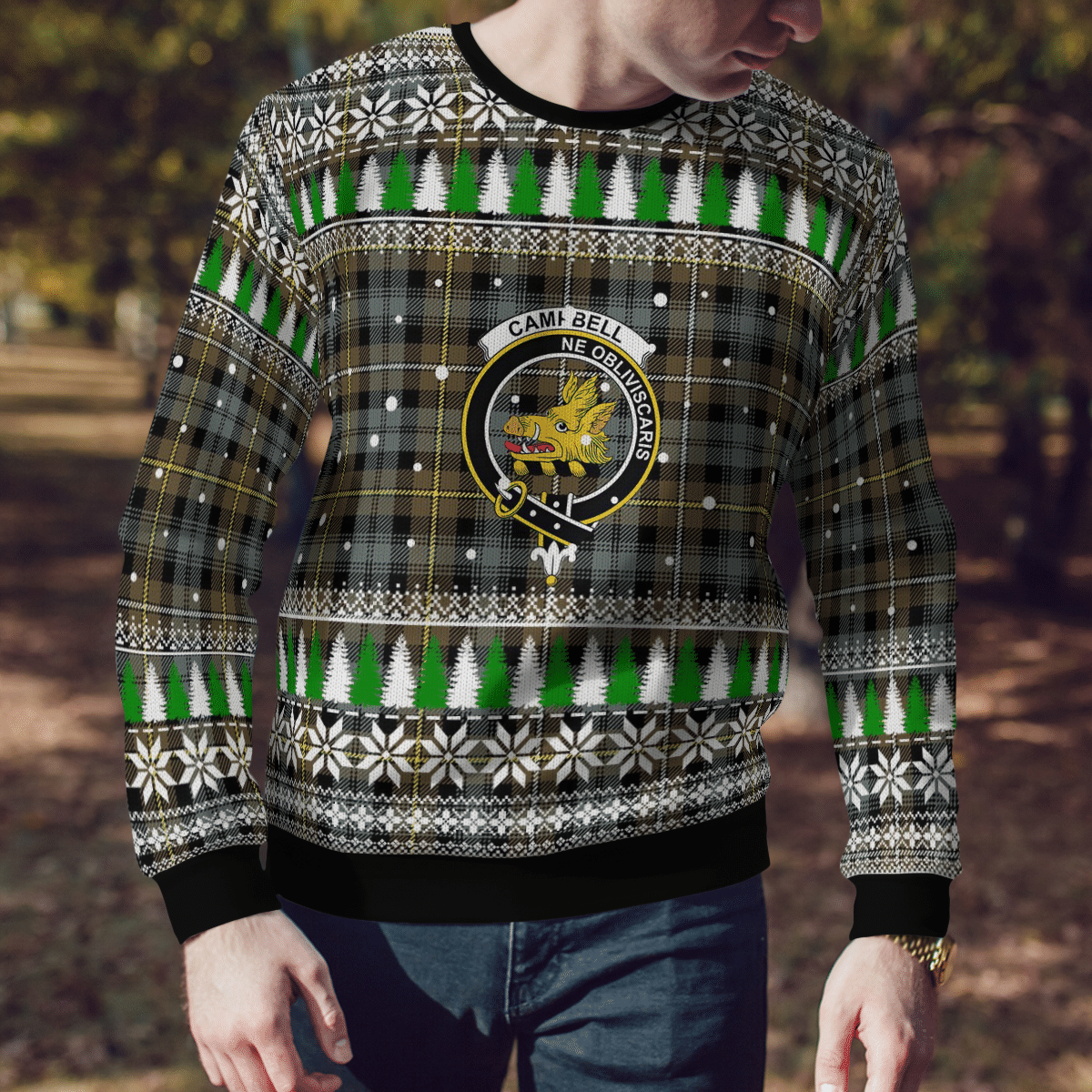 Clan Campbell Argyll Weathered Crest Tartan Christmas Ugly Sweater GO46 Campbell Argyll Weathered Crest Tartan Tartan Ugly Sweater   