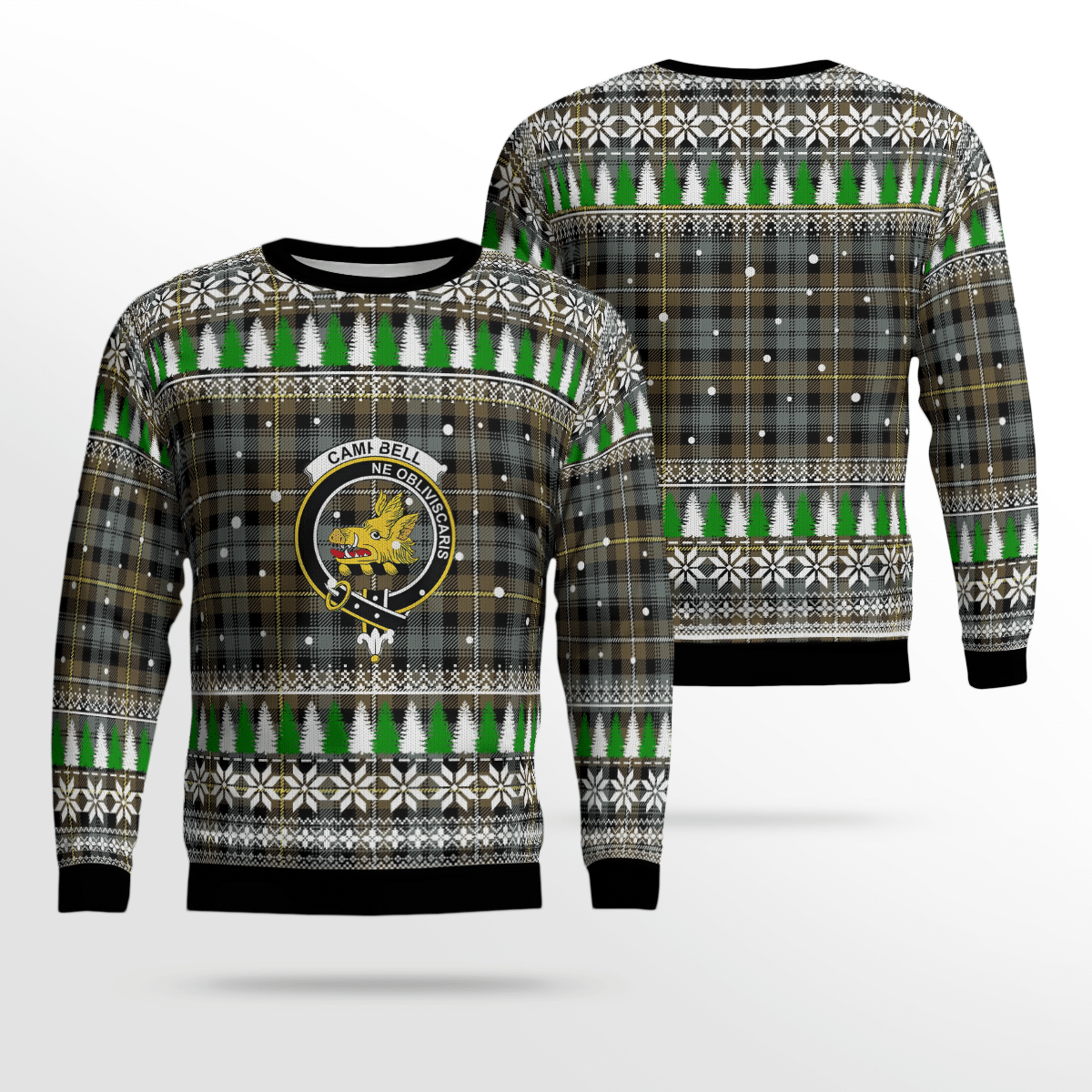 Clan Campbell Argyll Weathered Crest Tartan Christmas Ugly Sweater GO46 Campbell Argyll Weathered Crest Tartan Tartan Ugly Sweater   