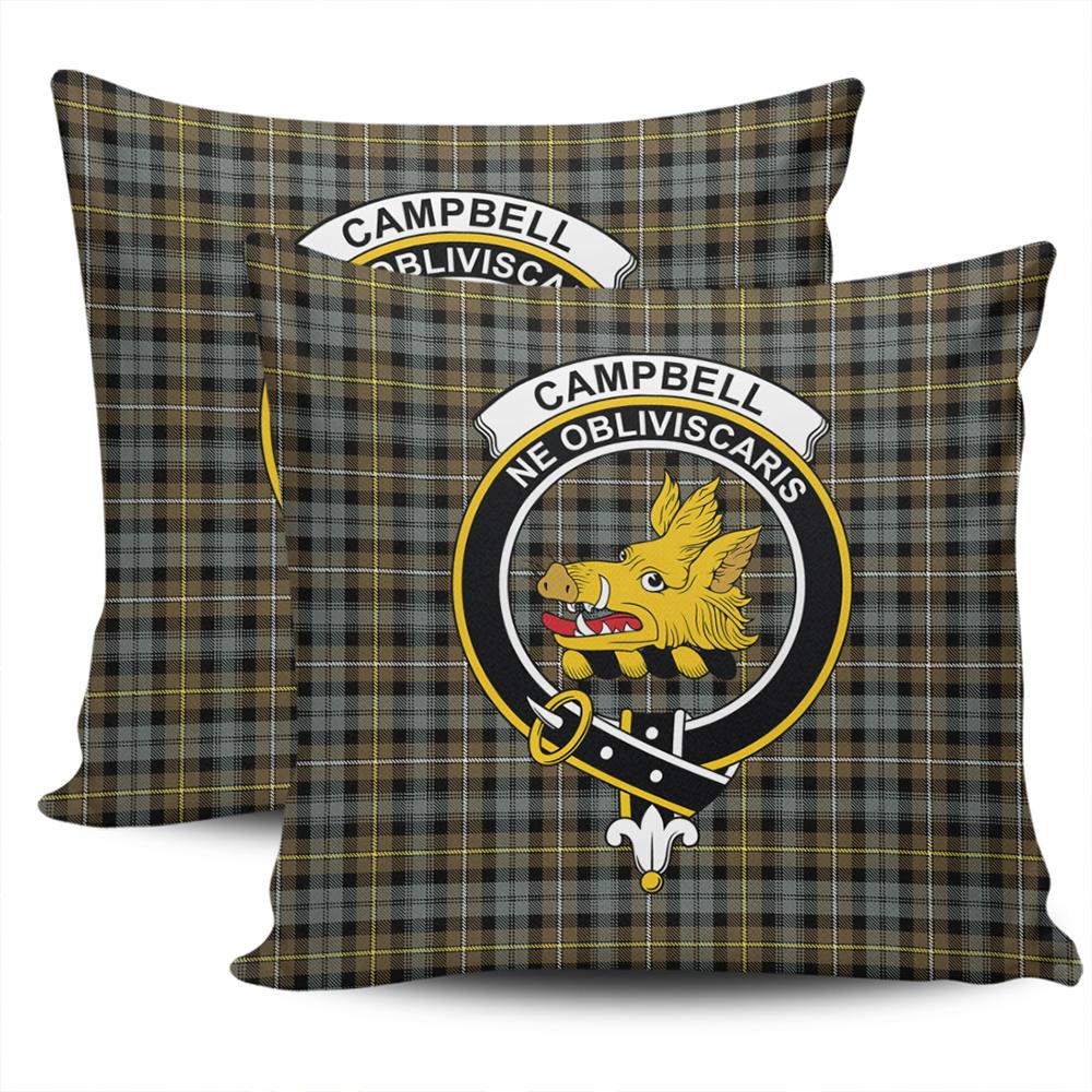 Clan Campbell Argyll Weathered Tartan Crest Pillow Cover CN61 Clan Campbell Tartan Today   