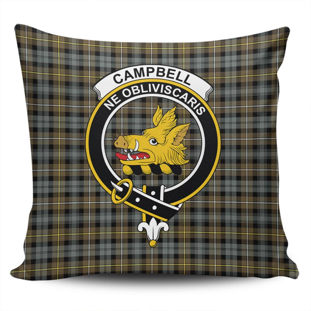 Clan Campbell Argyll Weathered Tartan Crest Pillow Cover CN61 Clan Campbell Tartan Today   