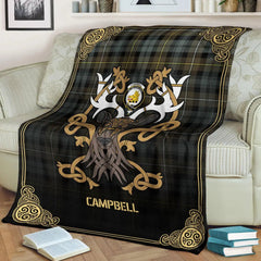 Clan Campbell Argyll Weathered Tartan Crest Premium Blanket Celtic Stag Style GC22 Clan Campbell Tartan Today   