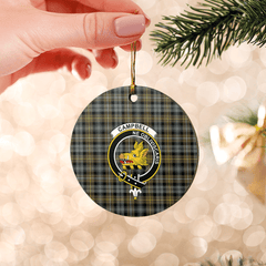 Clan Campbell Argyll Weathered Tartan Crest Round Ceramic Ornament CM62 Campbell Argyll Weathered Tartan Tartan Christmas   