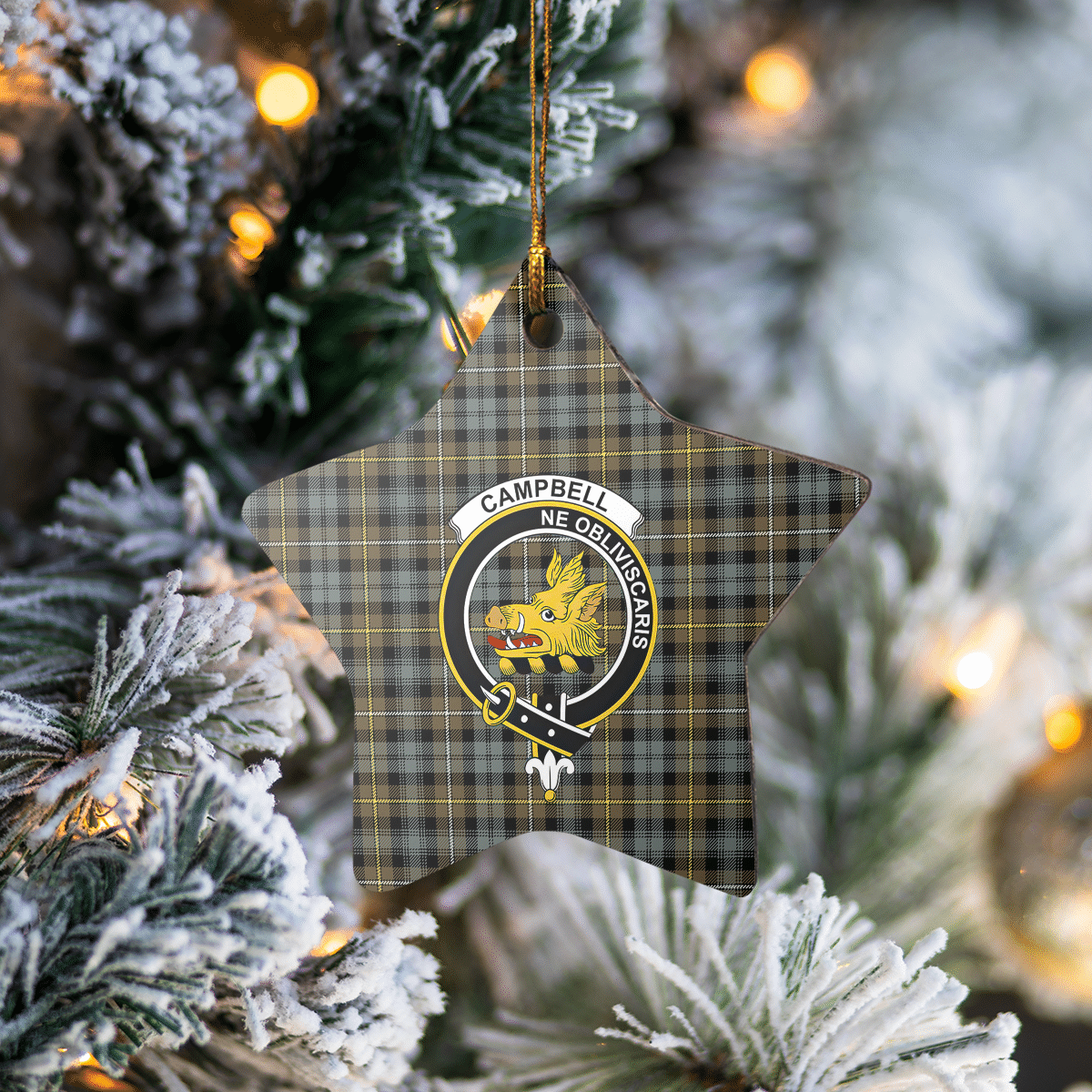 Clan Campbell Argyll Weathered Tartan Crest Star Ceramic Ornament LI40 Campbell Argyll Weathered Tartan Tartan Christmas   