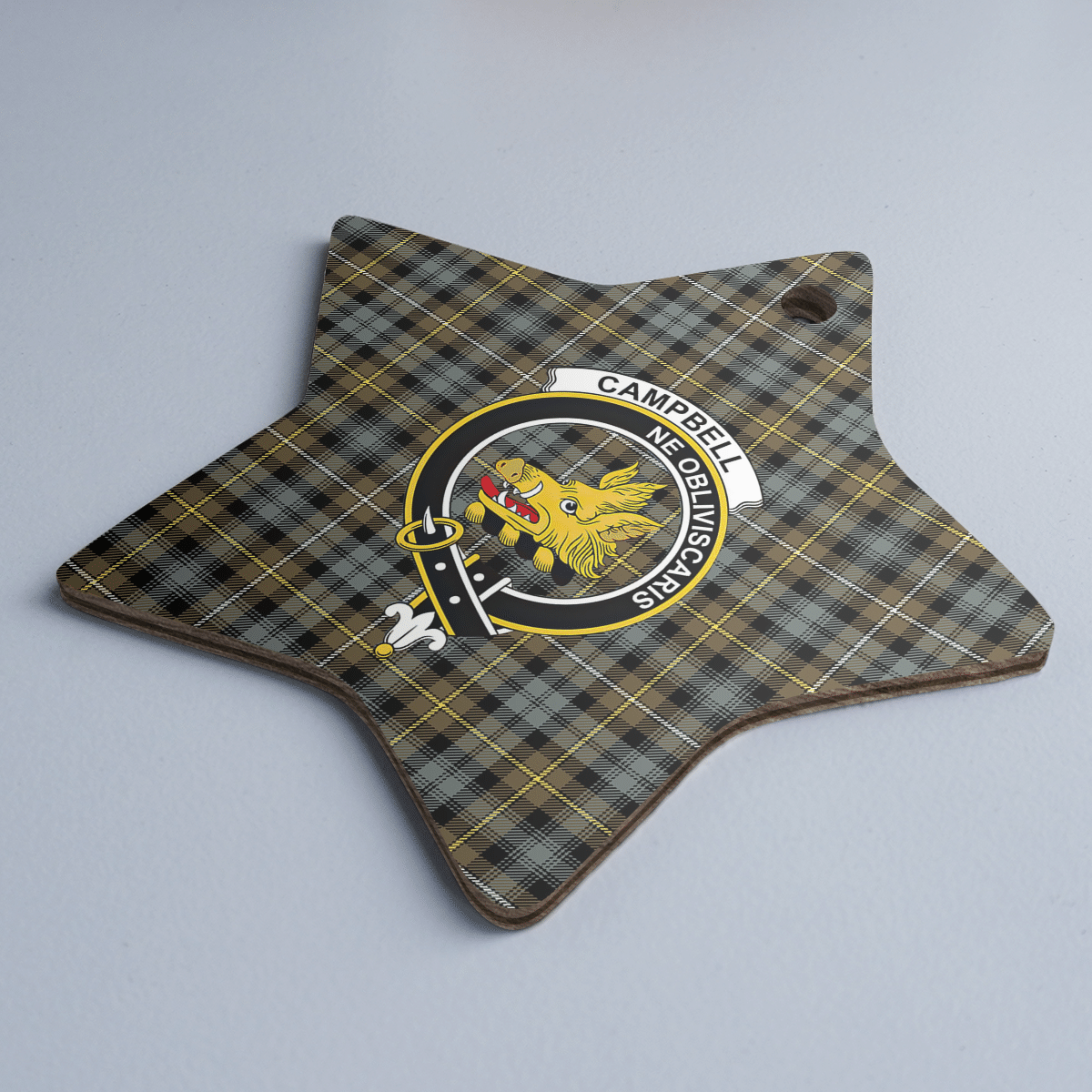 Clan Campbell Argyll Weathered Tartan Crest Star Ceramic Ornament LI40 Campbell Argyll Weathered Tartan Tartan Christmas   