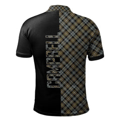 Clan Campbell Argyll Weathered Tartan Polo Shirt Half of Me - Cross Style TX74 Campbell Argyll Weathered Tartan Tartan Polo   