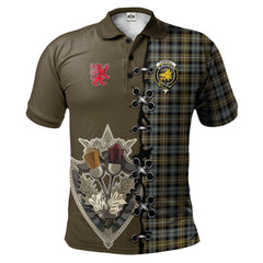 Clan Campbell Argyll Weathered Tartan Polo Shirt - Lion Rampant And Celtic Thistle Style VX30 Campbell Argyll Weathered Tartan Tartan Polo   