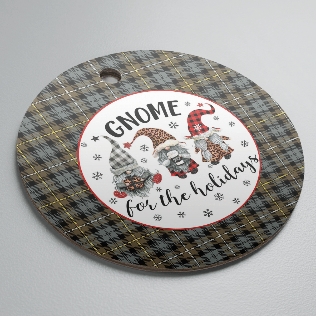 Clan Campbell Argyll Weathered Tartan Tartan Crest Gnome Round Ceramic Ornament IJ38 Campbell Argyll Weathered Tartan Tartan Christmas   