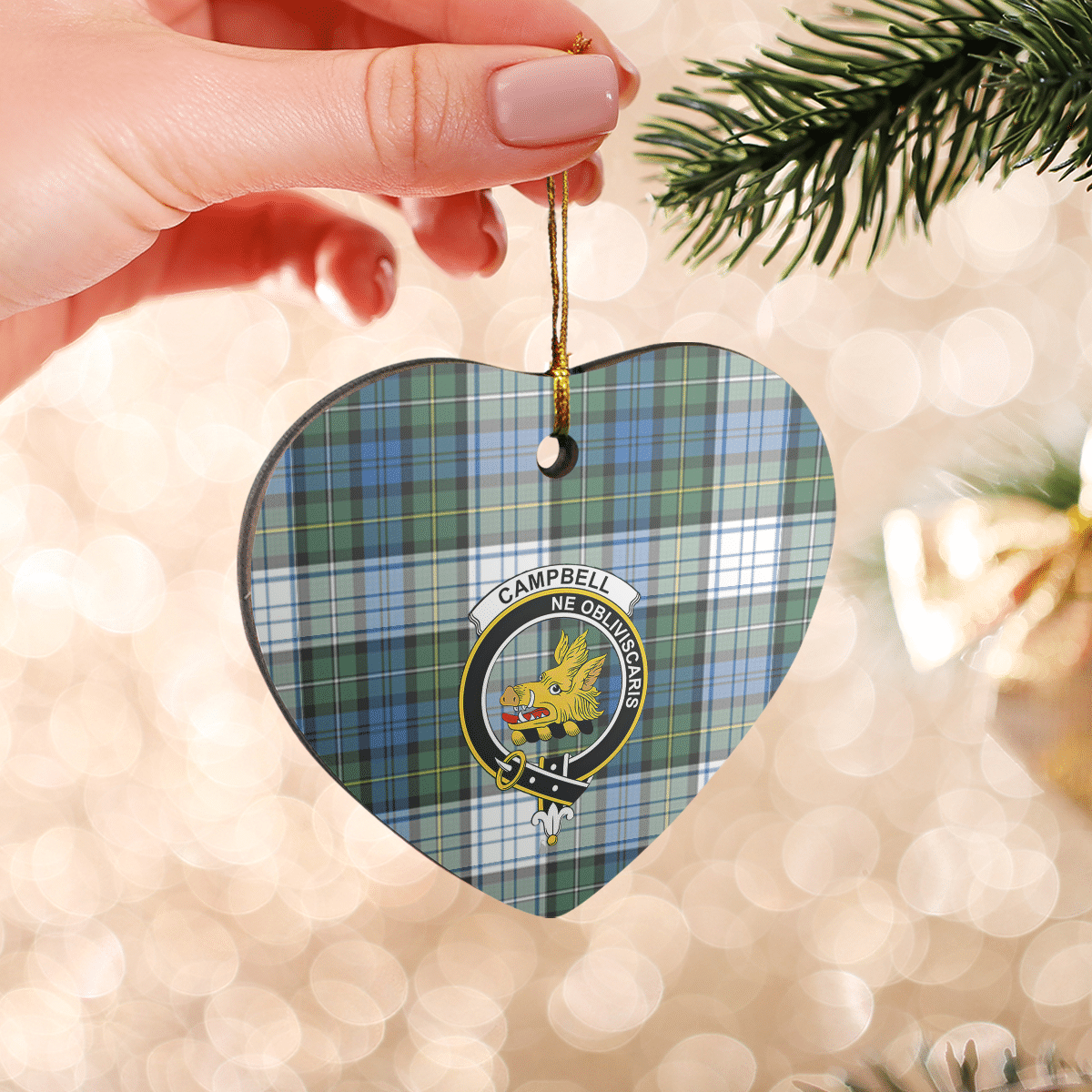 Clan Campbell Dress Ancient Tartan Crest Heart Ceramic Ornament UC93 Campbell Dress Ancient Tartan Tartan Christmas   