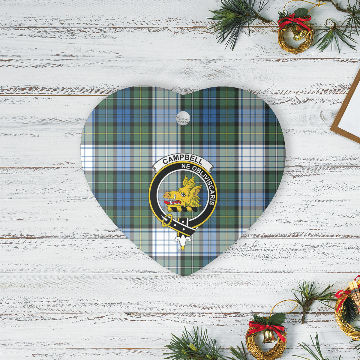 Clan Campbell Dress Ancient Tartan Crest Heart Ceramic Ornament UC93 Campbell Dress Ancient Tartan Tartan Christmas   